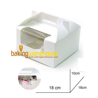 White Cup Cake Box with handle