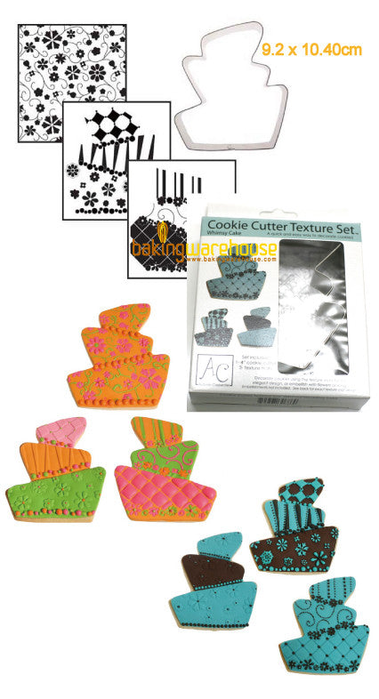 Topsy TurvyWedding cake cookie cutter with texture sheet