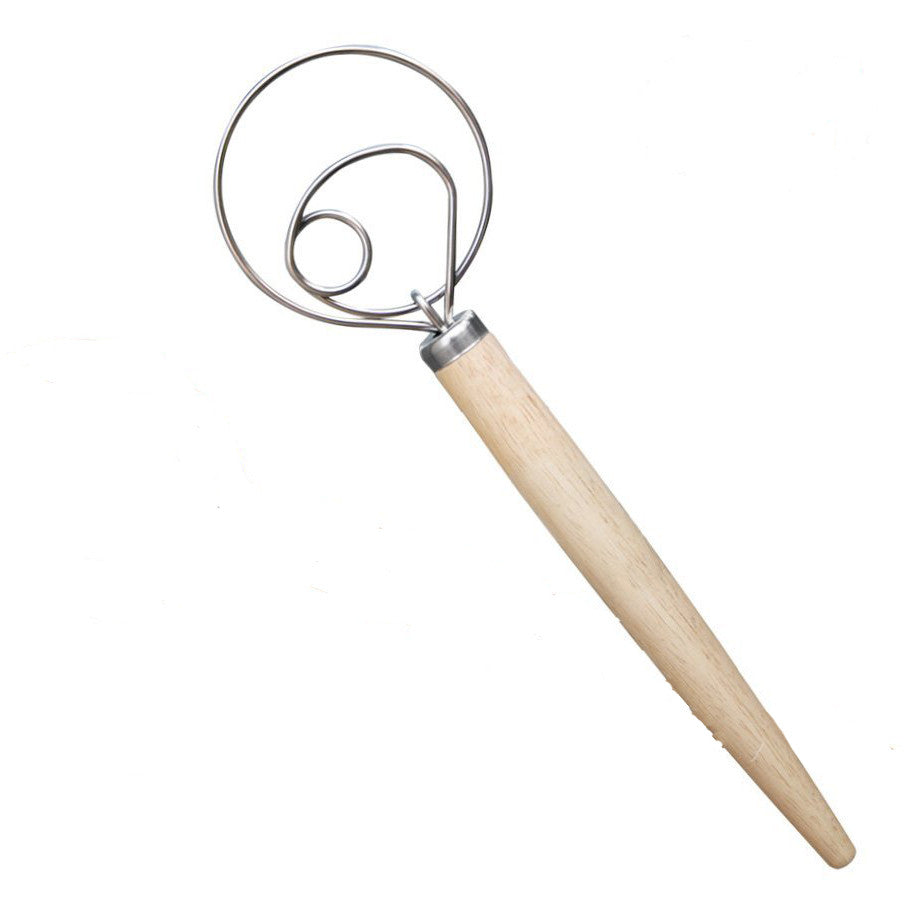 Dough Whisk with wooden handle 13 inch