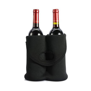 Neoprene Tote Bag Holds 2 Bottles -Black