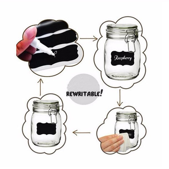 Reusable Adhesive Chalkboard Stickers for Jars and Bottles