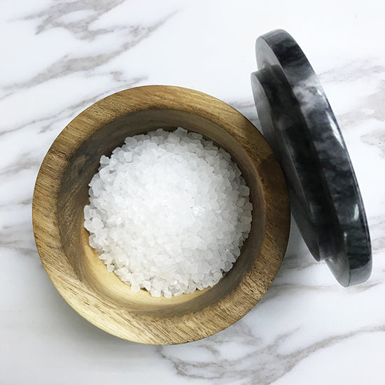 Wooden Salt Keeper with marble lid