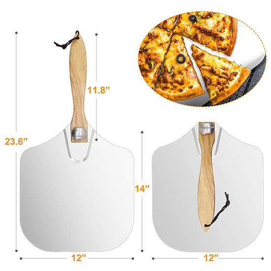 Oven Peel with folding wooden handle
