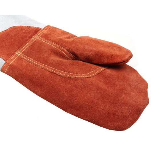 High Heat All Leather Oven Mitts - Orange 1 Pair