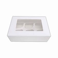 White Cup Cake Box- for 6 cup cakes