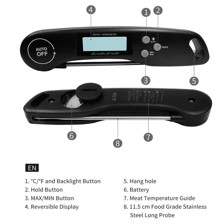 Digital thermometer foldable