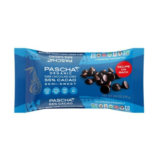 Organic  Vegan Dark Chocolate Baking Chips 55% Cacao Semi sweet
