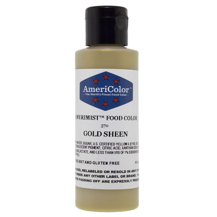 AmeriColor Amerimist Paint and Airbrush Food Color, 4 .5oz Gold Sheen